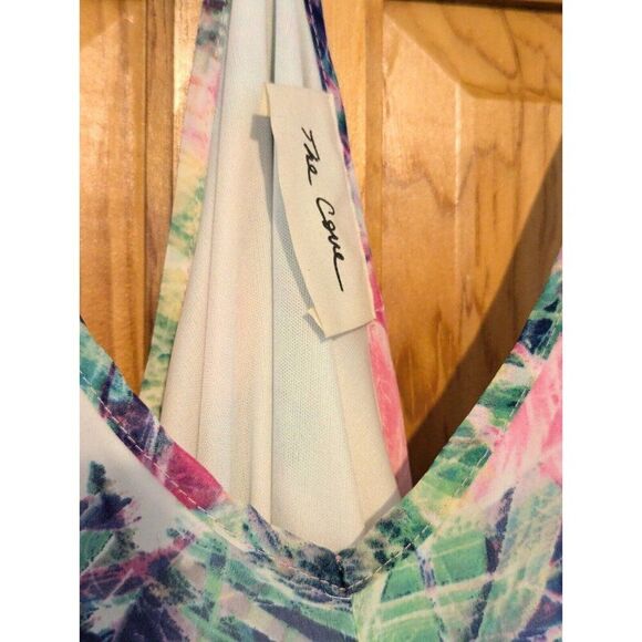 Pink & Green Trapeze Maxi Dress Small Resort - Picture 3 of 9